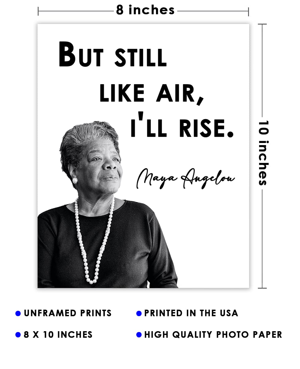 Inspirational Wall Art Poster "But Still Like Air…", Maya Angelou 8x10 White, Motivational Wall Art & Positive Affirmations Wall Decor for Bedroom, Teen Girl, Boy & Office Decor for Men, Women