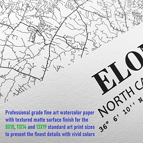 Eleville 8X10 Unframed Charlotte North Carolina City View Abstract Road Modern Map Art Print Poster Wall Office Home Decor Minimalist Line Art Hometown Housewarming wgn288