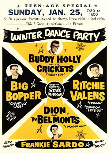 Affiche Prints RR21 Vintage Buddy Holly American Rock & Roll Concert Gig Band Advertisement Poster Print - A3 (432 x 305mm) 16.5" x 11.7"