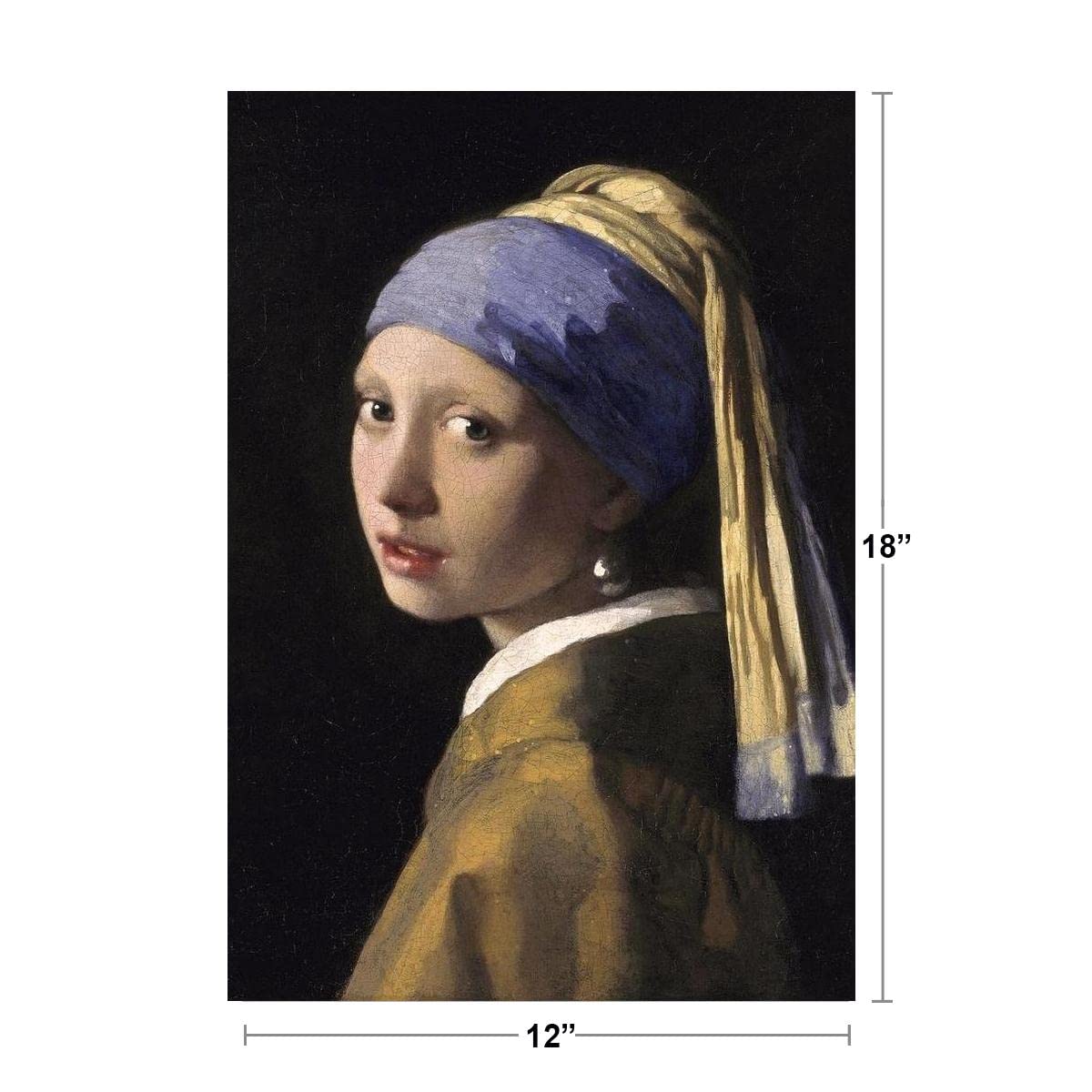 Johannes Vermeer Girl with a Pearl Earring Girl Oil Painting Vermeer Pearl Art Print Fine Art Wall Decor Woman Portrait Pearl Earring Scarf Painting Cool Wall Decor Art Print Poster 12x18