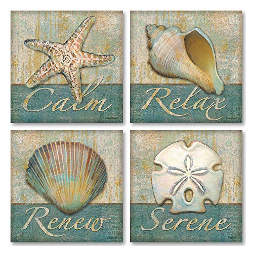 Relax, Calm, Serene, Renew Spa Posters, Set of 4-12x12" Unframed Paper Posters