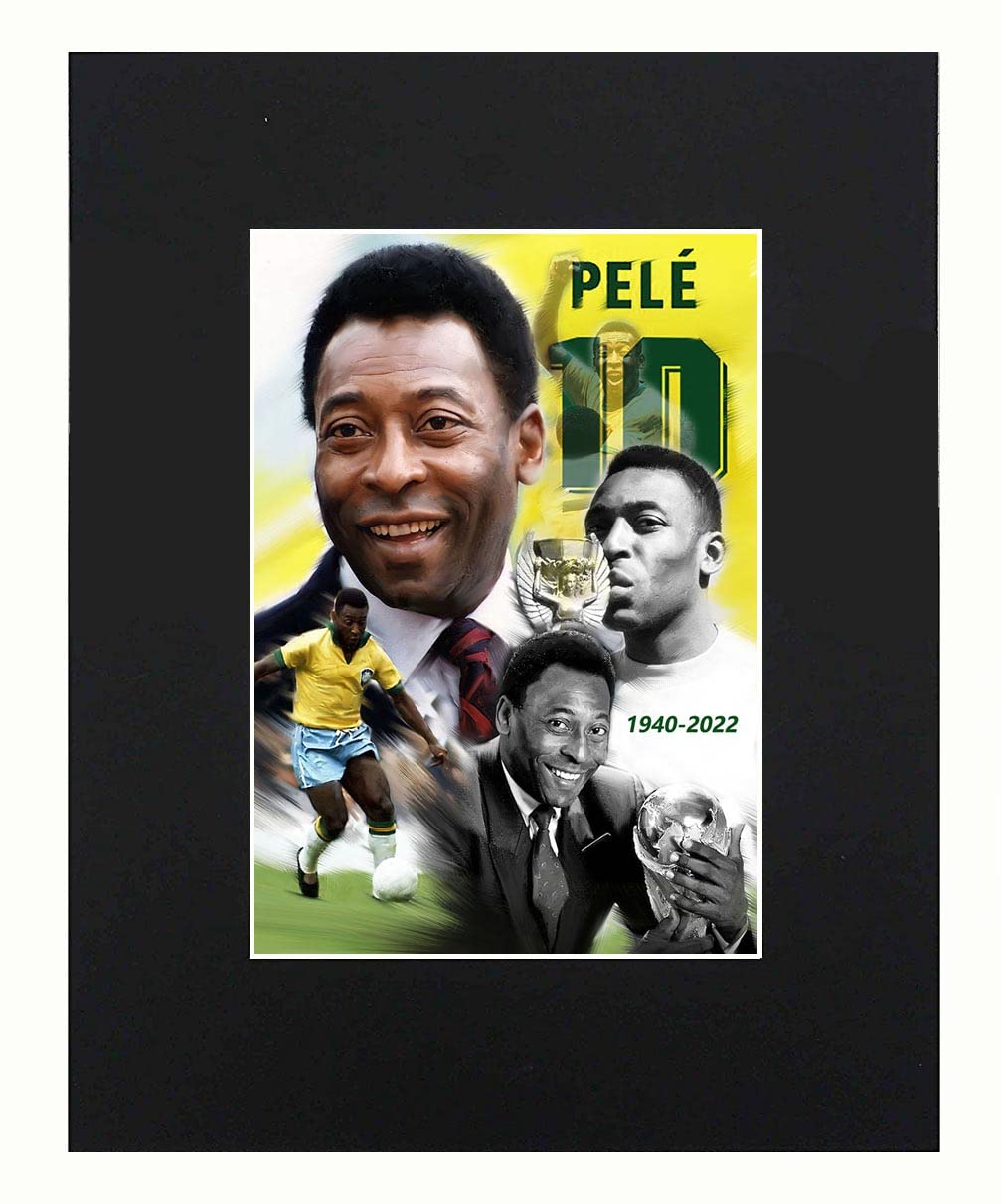 Pele Pelé Soccer legend The King of Football Brazil Portrait Art Print Picture Photograph Mini Poster Gift Wall Decor Display Size with Matted 8"x10"