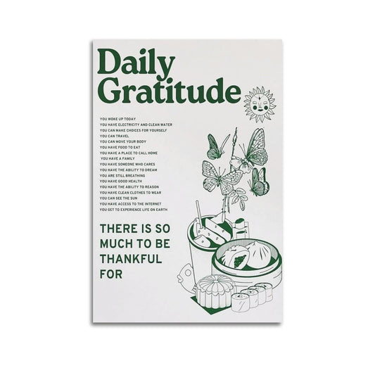 SUANA Vintage Poster Green Inspirational Quotes Daily Gratitude Posters for Room Aesthetic Poster Decorative Painting Canvas Wall Art Living Room Posters Bedroom Painting 12x18inch(30x45cm)