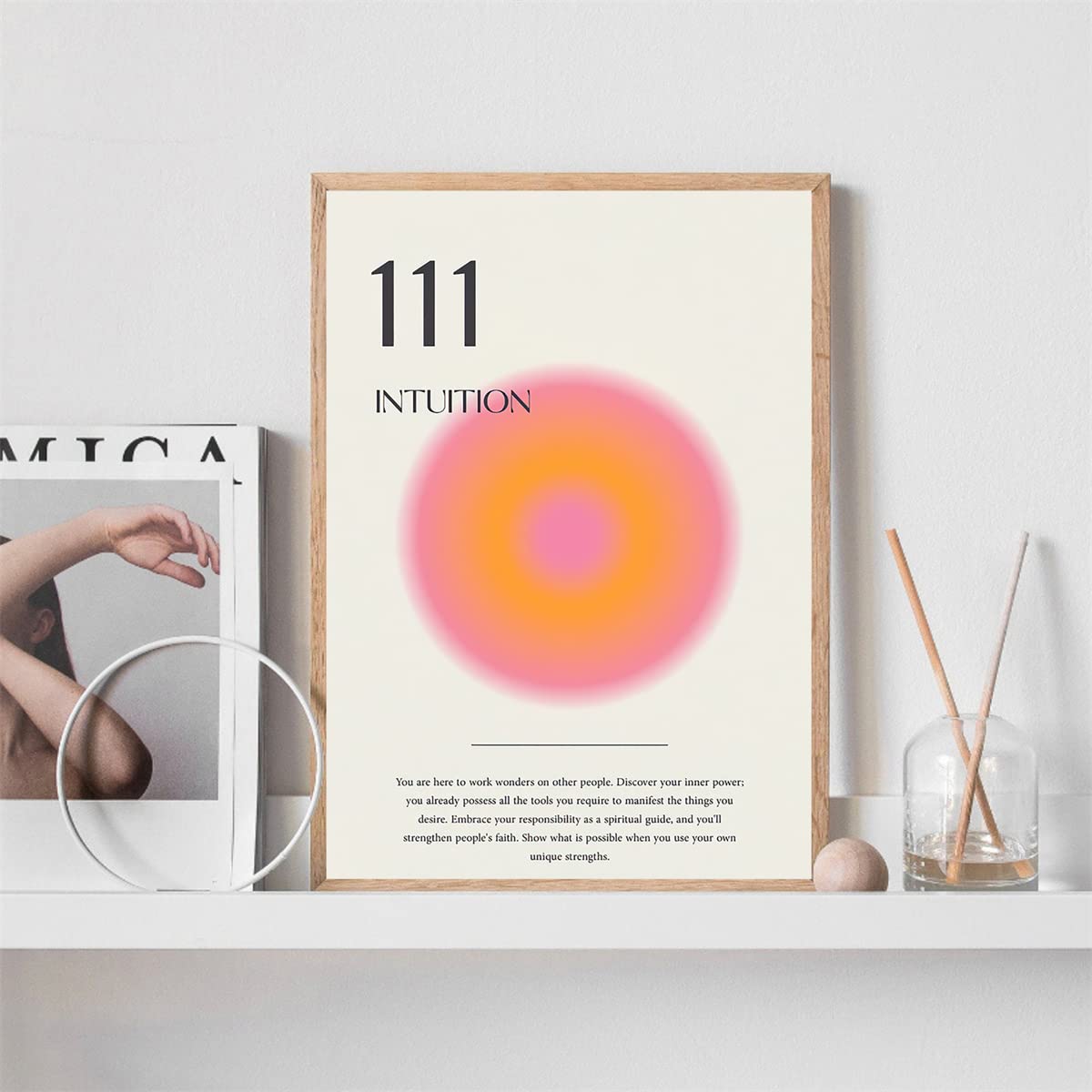 PHIMIITA Angel Number Poster 111 Poster, Aura Poster, Angel Number Poster, Angel Number Wall Art Print, Gradient Aura（8x10inch-Unframed