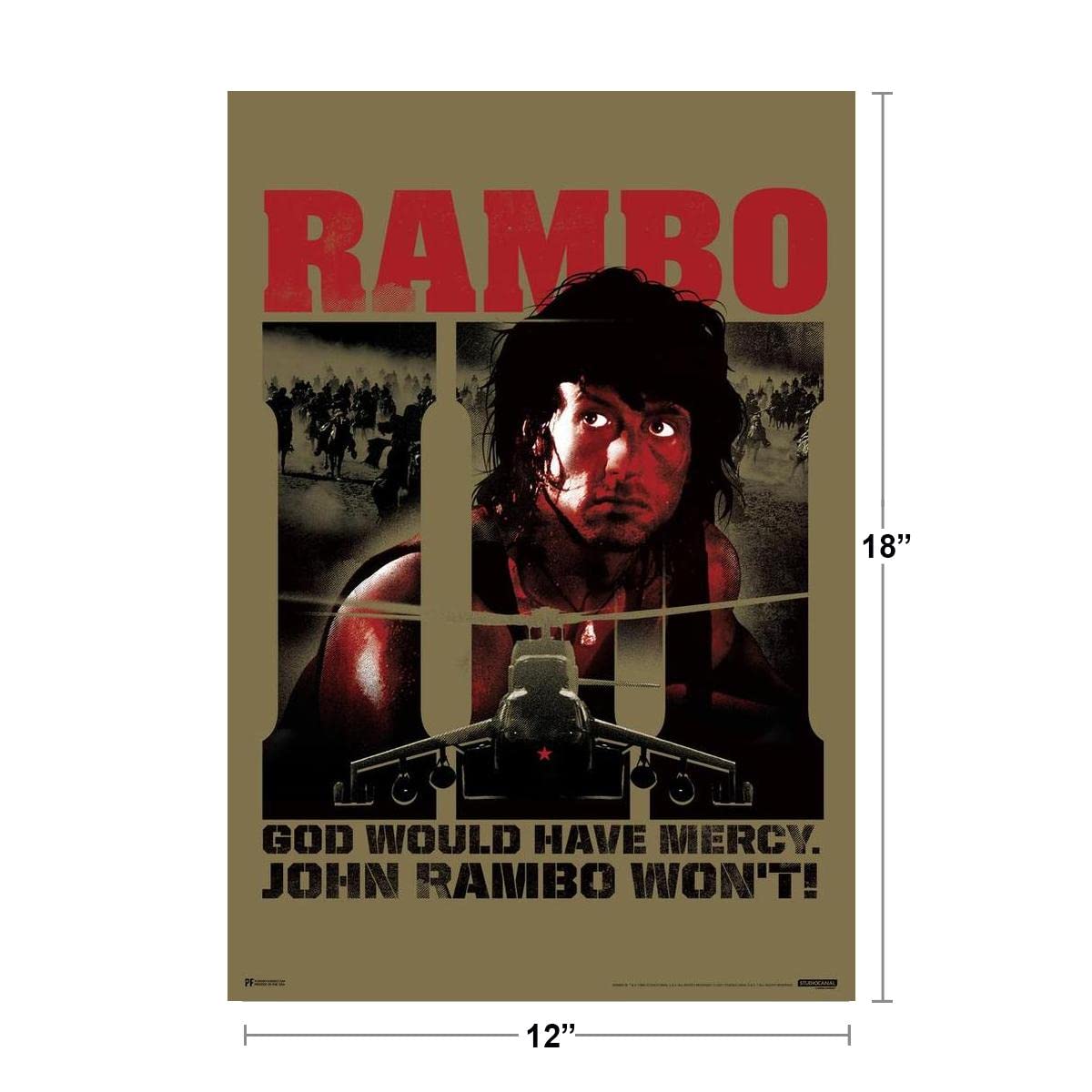 Rambo III 3 God Would Have Mercy John Rambo Wont Retro Vintage 80s Movie Theater Decor Memorabilia Action Film Sylvester Stallone Series Collection Classic Cool Wall Decor Art Print Poster 12x18
