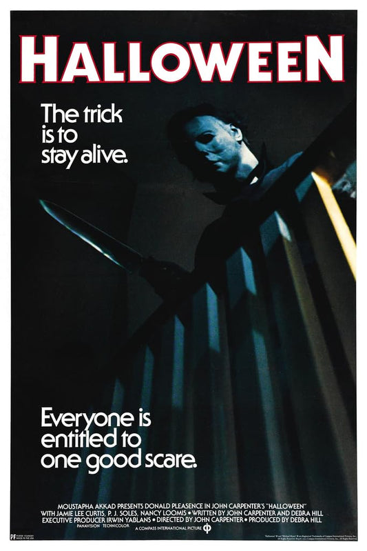 Halloween Movie Poster Classic Halloween Decorations Wall Decor Horror Movie Merchandise Wall Art Michael Myers Mask Vintage Gothic Movie Theater Grunge Room Cool Wall Decor Art Print Poster 12x18