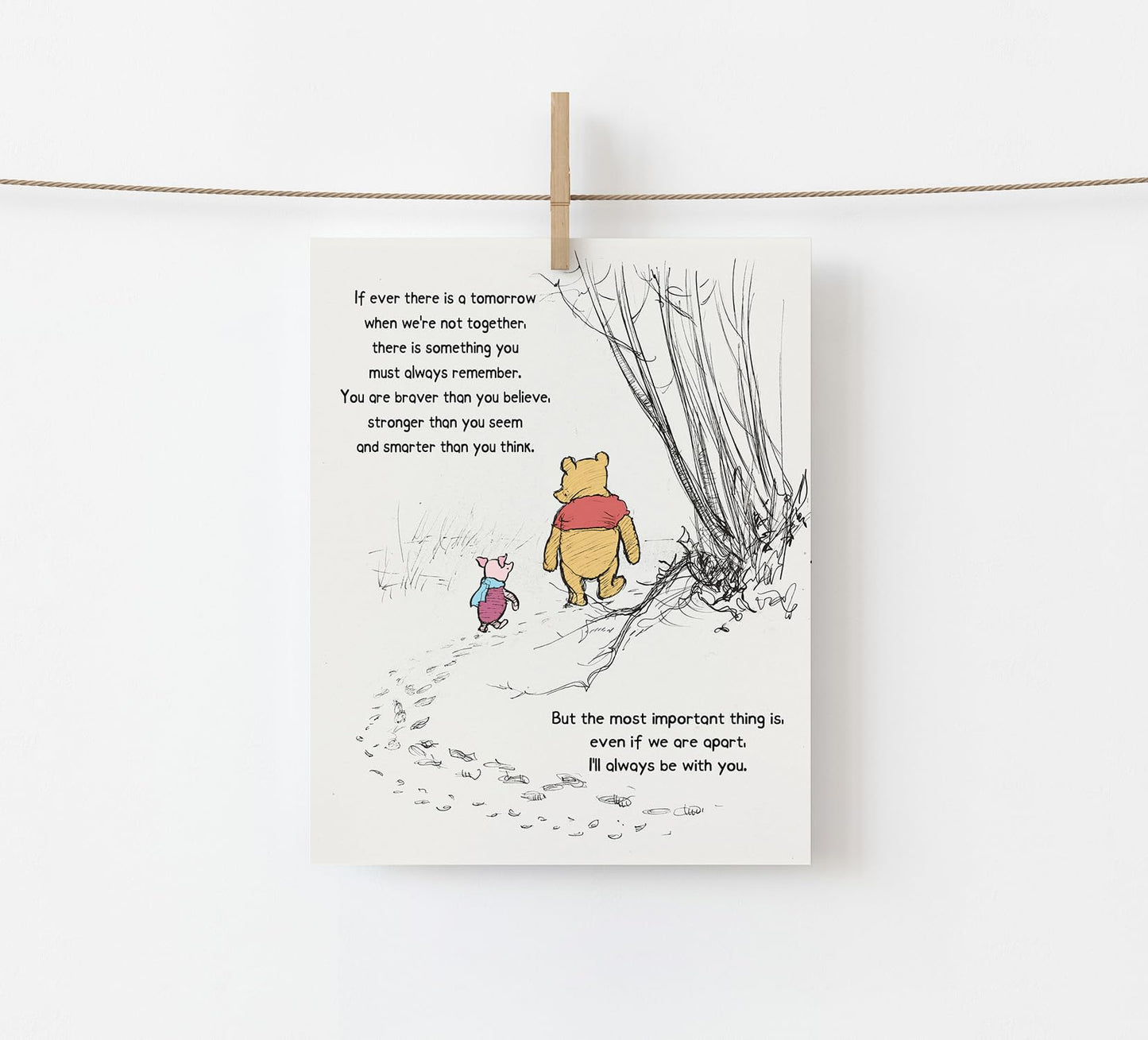 If Ever There Is A Tomorrow, Winnie Wall Art, A. A. Milne the Pooh Quote Classic Poster, Nursery Wall Decor, Encouragement Gift for Kids, Unframed Print (8"x10")