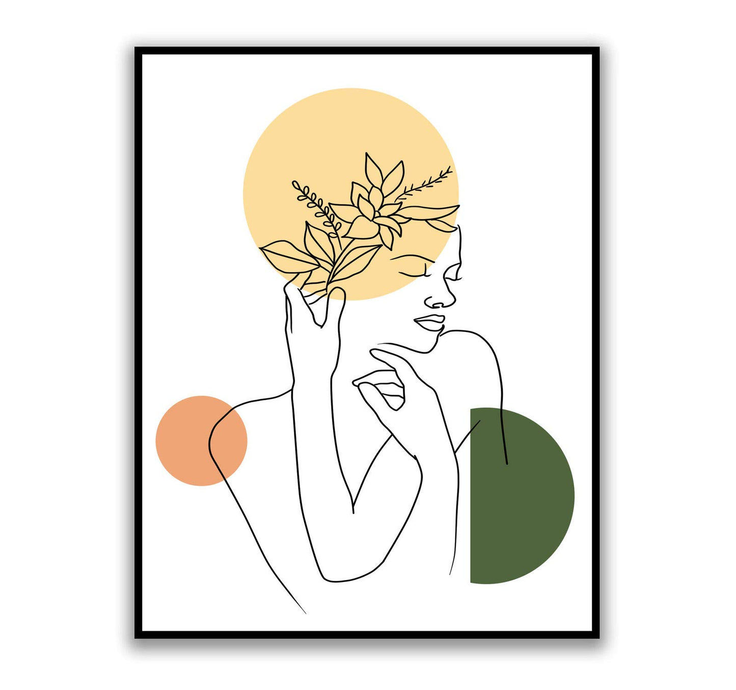 Minimalist Line Art Drawing Aesthetic Poster Abstract Sketch Women Line Art Prints Floral Apartment Decor for Women, Fashion Beauty Flower Drawing 8x10 inches UNFRAMED