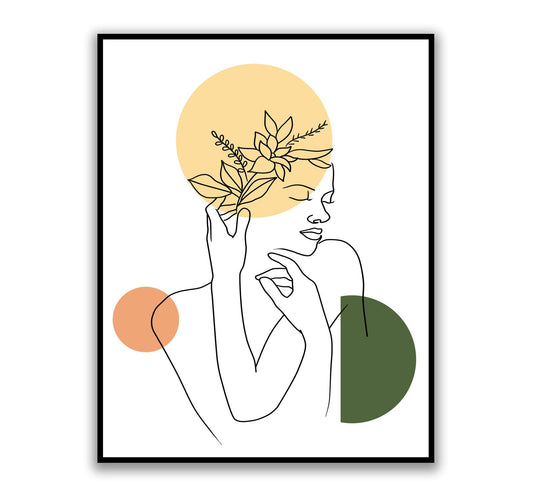 Minimalist Line Art Drawing Aesthetic Poster Abstract Sketch Women Line Art Prints Floral Apartment Decor for Women, Fashion Beauty Flower Drawing 8x10 inches UNFRAMED