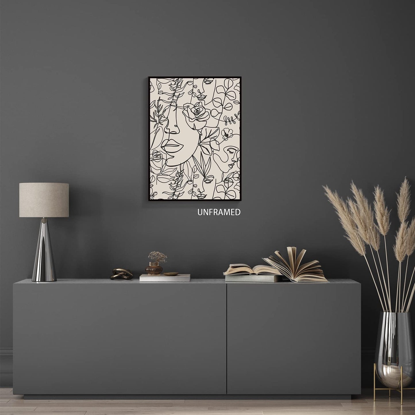 Modern Abstract Women Faces Canvas Wall Art Minimalist Line Boho Botanical Flower Aesthetic Posters Contemporary Black Female Floral Drawing Prints Paintings Decor for Girls Bedroom 12x16in Unframed