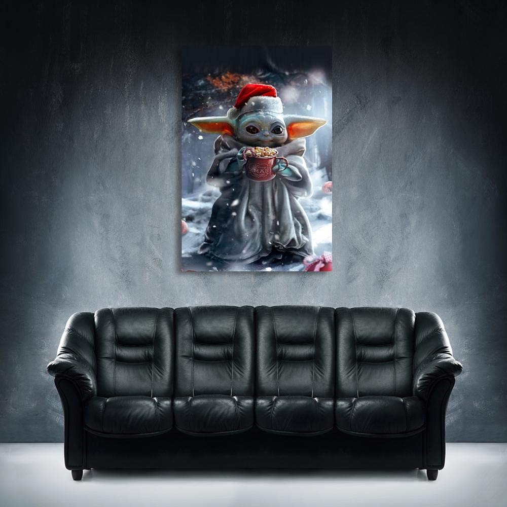 AUXVCTS Star Wars Mandalorian Baby Yoda Posters Modern Home Wall Art Canvas Print Room Wall Holiday Decoration Beautifully, (8"x12"No Framed,A)