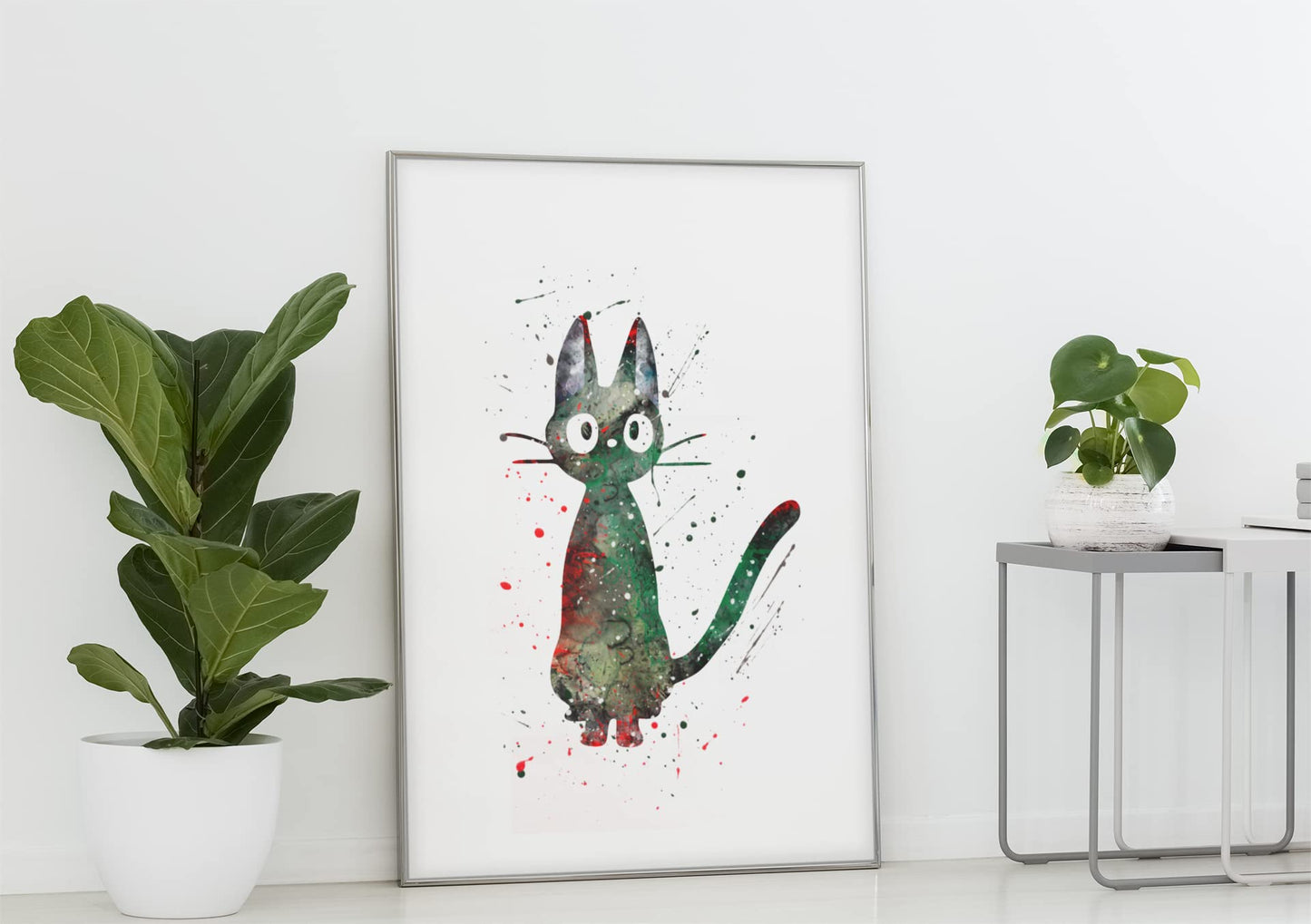 Jiji Cat Prints,Kiki's Delivery Service Anime Watercolor, Nursery Wall Poster, Holiday Gift, Kids and Children Artworks, Digital Illustration Art