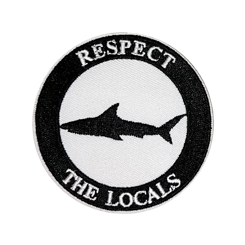 Respect The Locals Shark Embroidered Iron On Patch