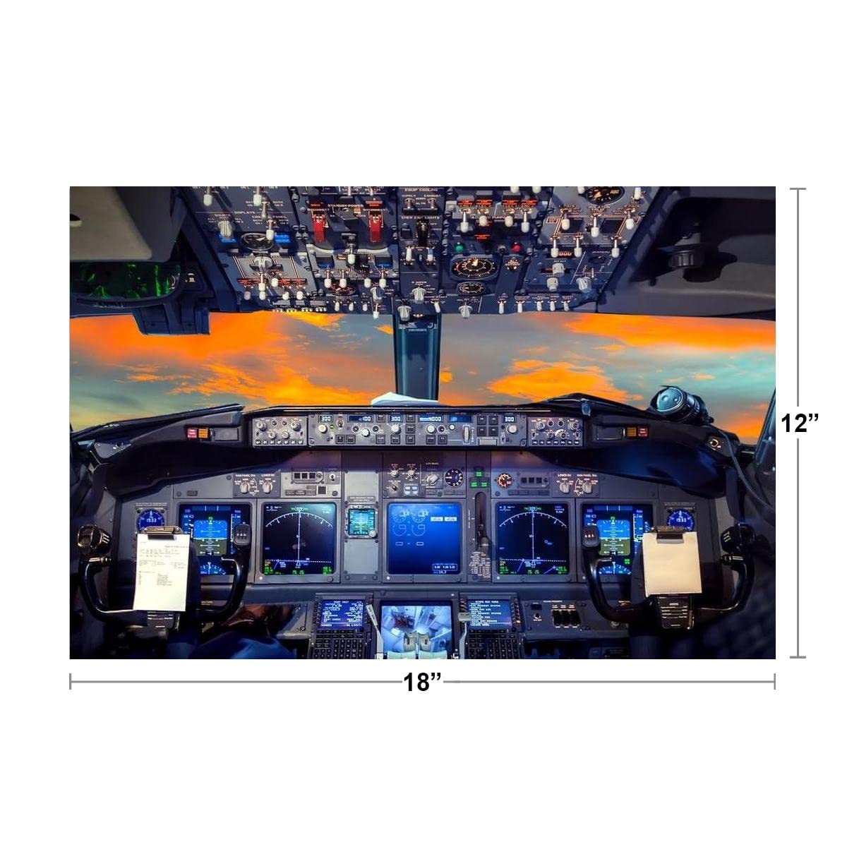Cockpit Poster Cessna Flight Deck F 16 737 Airplane Cockpit at Sunset Photo Photograph Cool Wall Decor Cool Wall Decor Art Print Poster 18x12