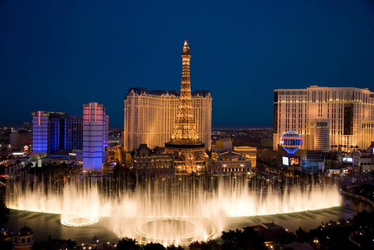 Bellagio Fountain Ballys Paris Casinos Las Vegas Photo Photograph Cool Wall Decor Art Print Poster 18x12