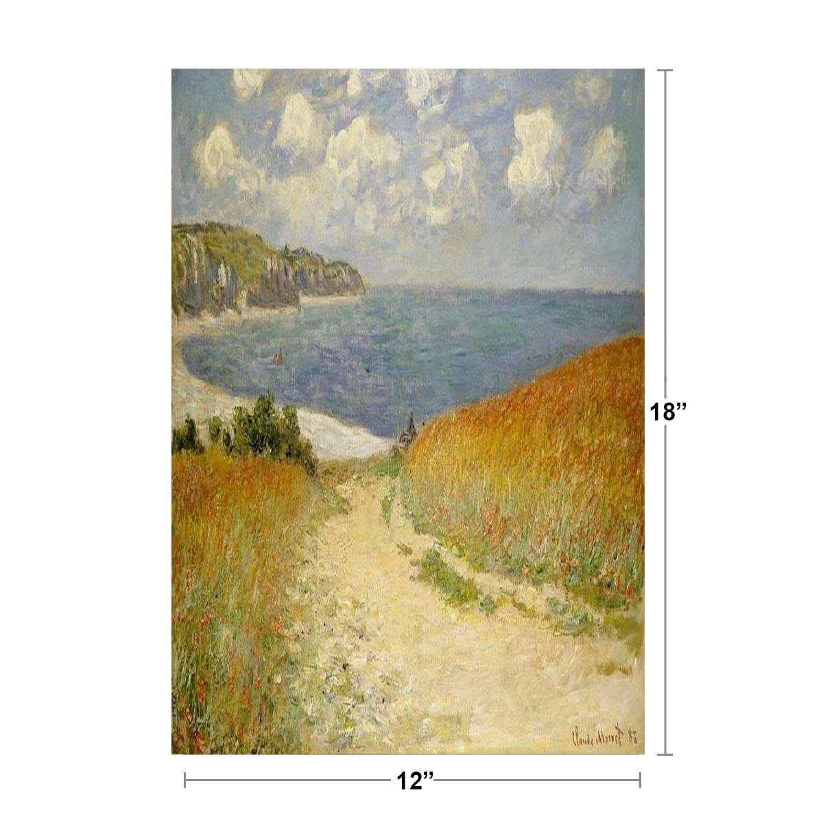 Path Through the Corn at Pourville Claude Monet Impressionist Art Posters Claude Monet Prints Nature Landscape Painting Claude Monet Wall Art French Decor Cool Wall Decor Art Print Poster 12x18