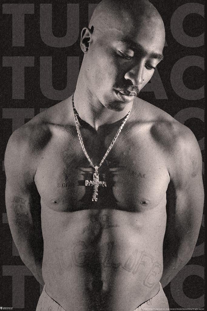 Tupac Posters 2Pac Poster Shirtless Photo with Tattoos 90s Hip Hop Rapper Posters For Room Aesthetic Mid 90s 2Pac Memorabilia Rap Posters Merchandise Merch Thick Paper Sign Print Picture 8x12