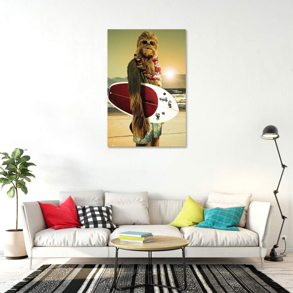 CHEWBACCA STAR WARS"SURF'S UP" 24" X 36" WALL 2016 POSTER MOVIE OUT OF PRINT