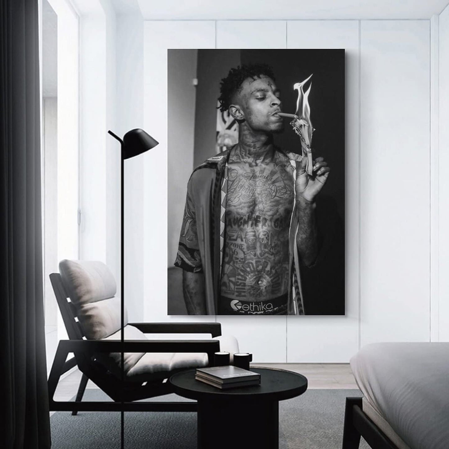 BICHI 21 Savage Poster Posters For Room Aesthetic Canvas Art Poster And Wall Art Picture Print Modern Family Bedroom Decor Posters 12x18inch(30x45cm)