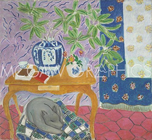 Bruce McGaw Graphics Interior with a Dog, 1934 by Henri Matisse, Wall Art Print Poster, Paper Size 11" x 14" Image Size 9.25" x 10"(3079)