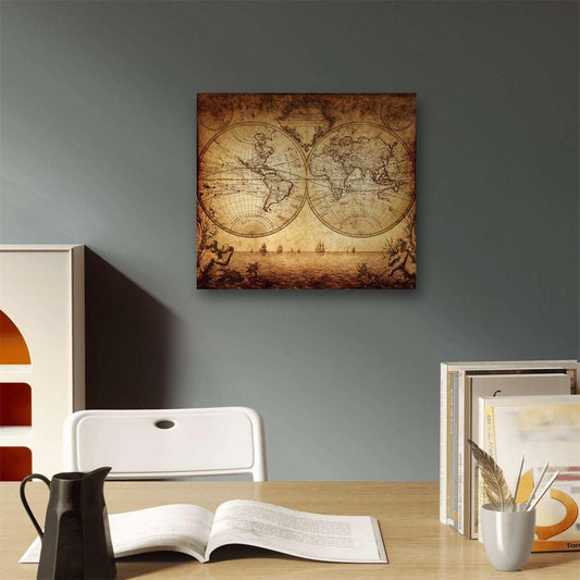 Meishe Art Poster Print World Map Vintage Old Nautical Sailing Ship Map Decorative Educational Home Wall Decor