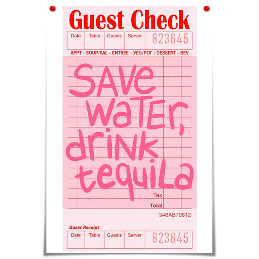 Oulores Funny Pink Guest Check Canvas Wall Art Preppy Funky Vintage Alcohol Posters for Room Aesthetic Retro Trendy Wall Decor Prints Artwork for Dorm Pub Bar Cart 12x16in Unframed