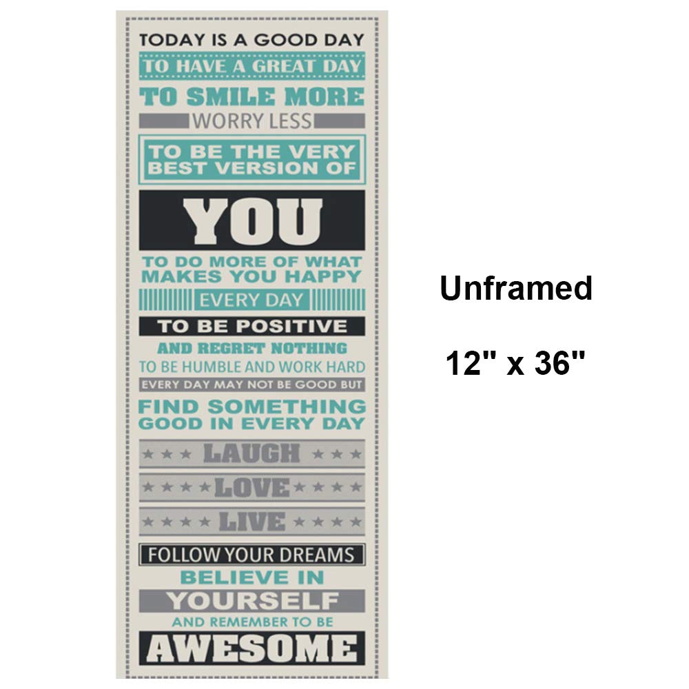 Poster Be Awesome Inspirational Motivational Happiness Quotes Decorative Unframed Poster Print Simple Fashion Wall Art Poster for Home Living Room Bedroom Office Decor 12" x 36" 1 Pack