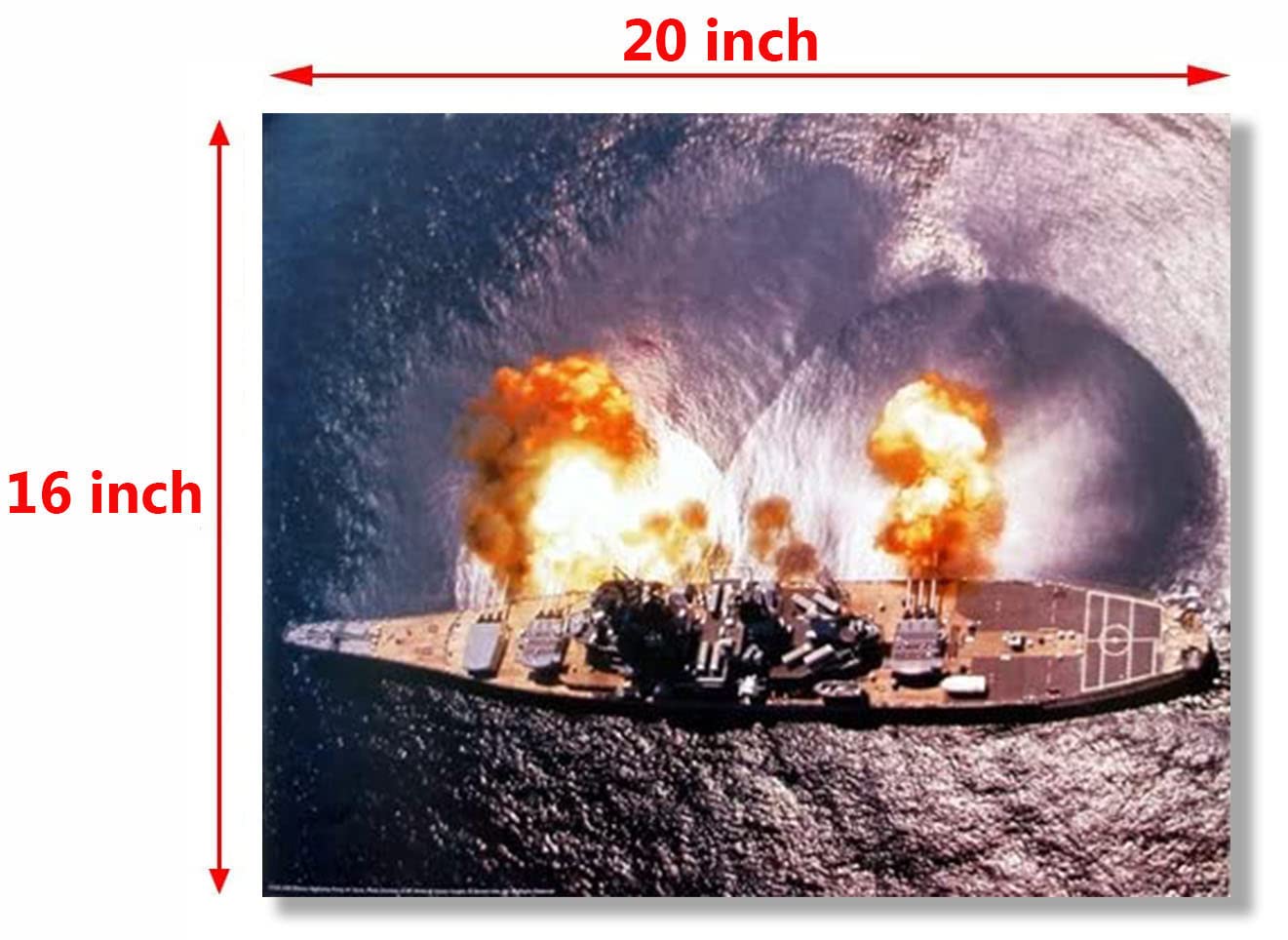 Wall Decor Art Print USS Missouri Battleship Firing Guns Military Navy Poster (16x20)