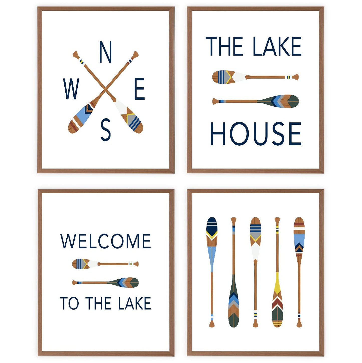 VNWEK Lake House Decor,Lake Themed Decor,Lake Wall Art,Lake House Decor For The Home,Welcome To The Lake House Wall Art Poster Prints Unframed 8”x10”Set Of 4