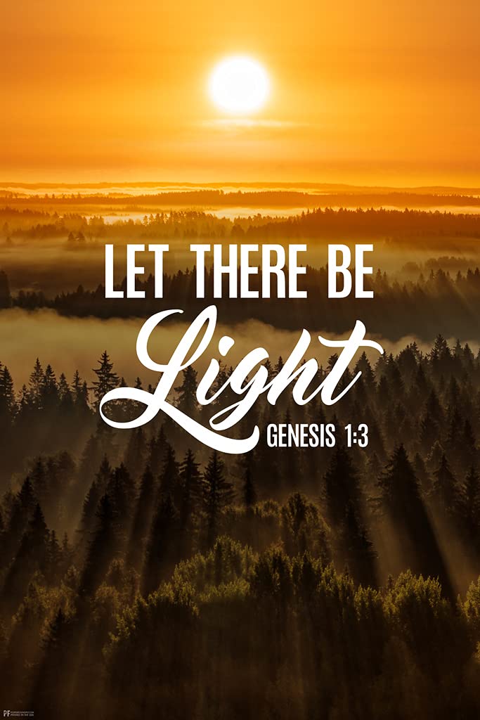 Let There Be Light Genesis 3 1 Bible Quote Spiritual Decor Motivational Poster Bible Verse Christian Wall Decor Inspirational Art Biblical Scripture Wall Art Cool Wall Decor Art Print Poster 12x18
