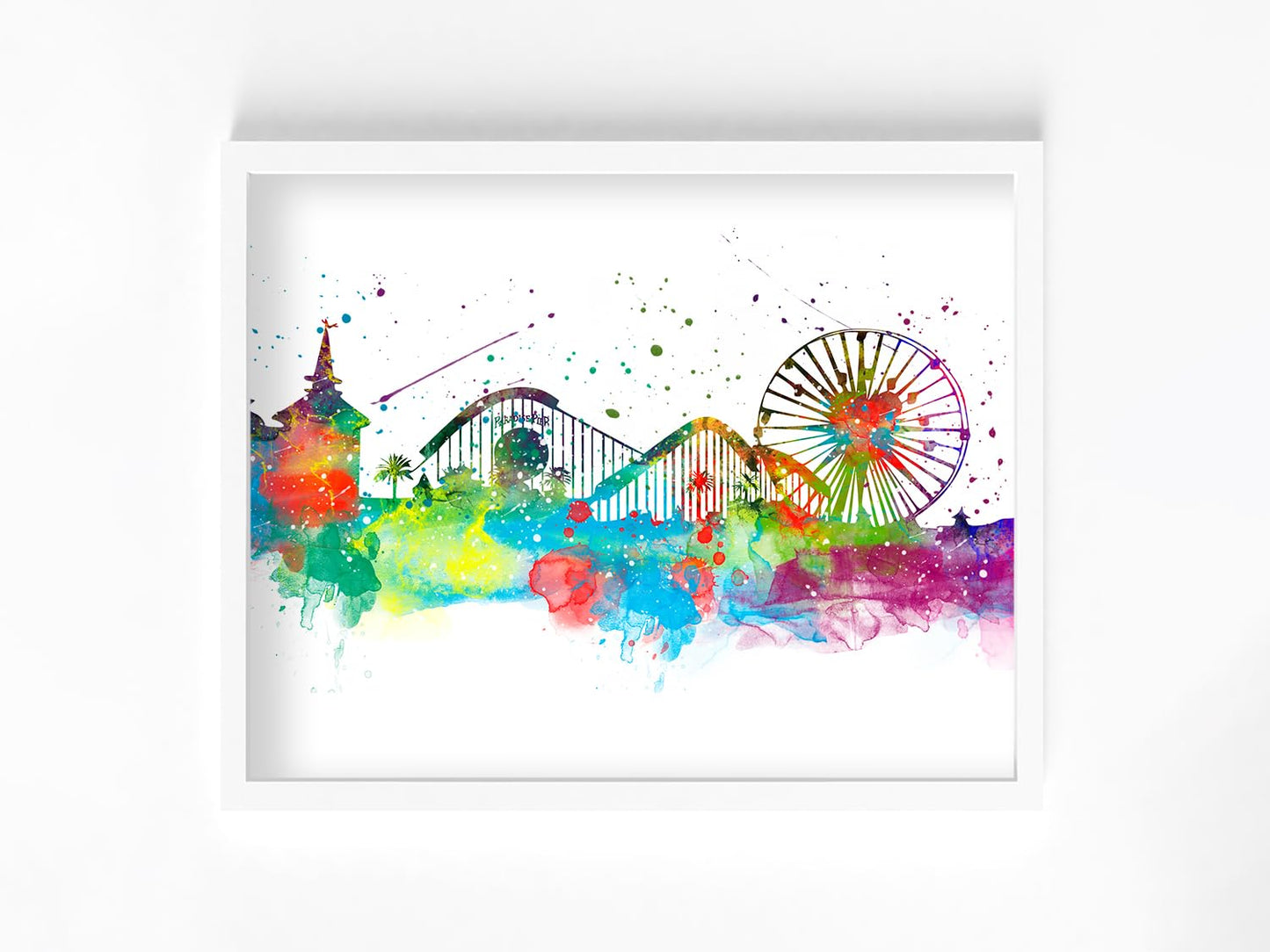 Disneyland California Prints, Amusement Park Watercolor, Nursery Wall Poster, Holiday Gift, Kids and Children Artworks, Digital Illustration Art