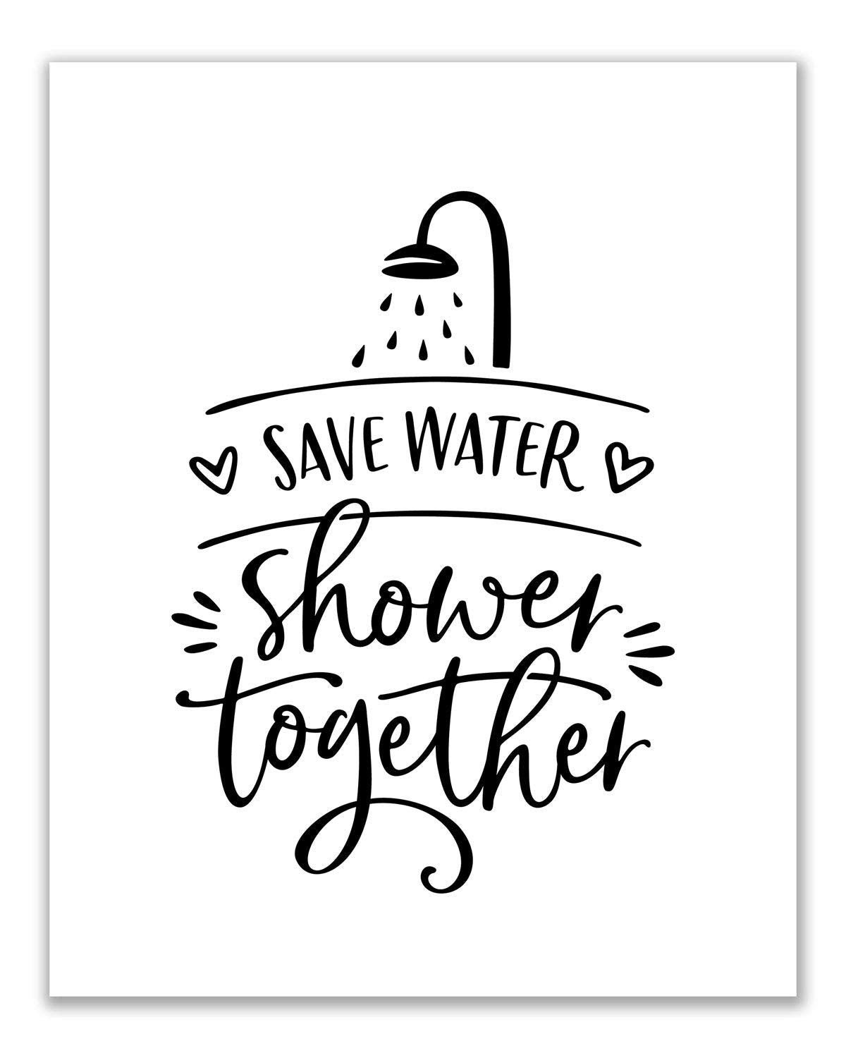 Bathroom Wall Art Decor - Set of 6 (8 inches x 10 inches) Funny Poster Prints