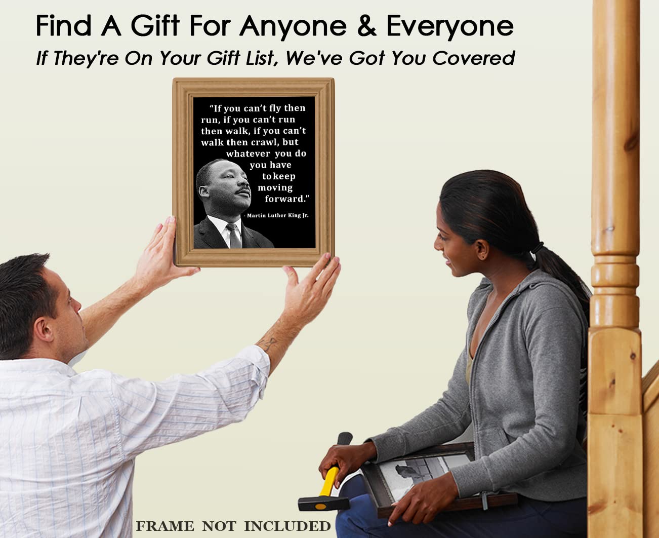 Inspirational Martin Luther King Poster: "If You Can't Fly Then Run" 8x10 Unframed Motivational Wall Art & Positive Affirmations Wall Decor for Teen, Girl, Boy - MLK Quotes Office Decor for Men, Women