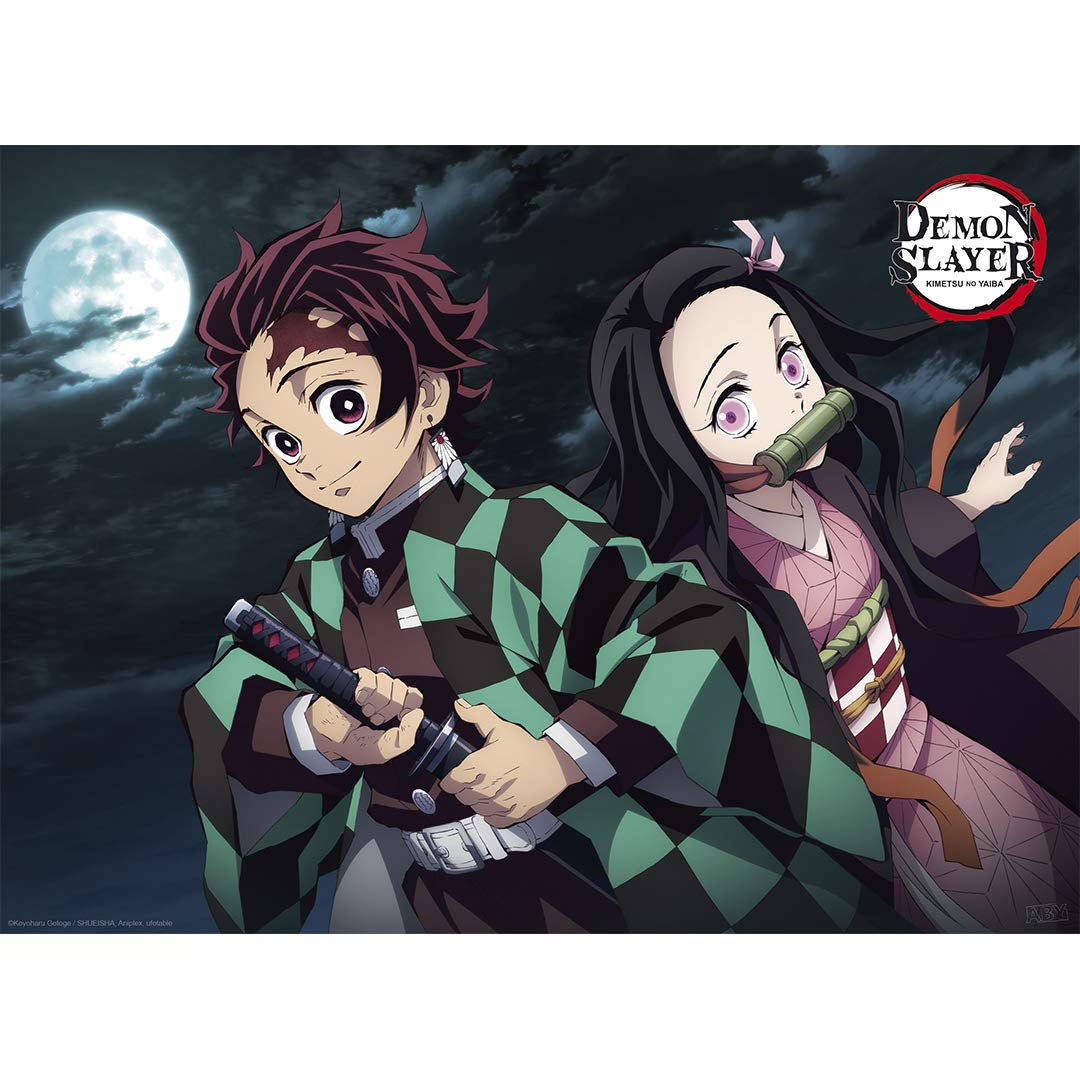 ABYSTYLE Demon Slayer Kimetsu No Yaiba Tanjiro & Nezuko Unframed Mini Poster 15" x 20.5" Features Tanjiro and Nezuko Anime Manga Wall Art Prints for Bedroom Office Room Decor