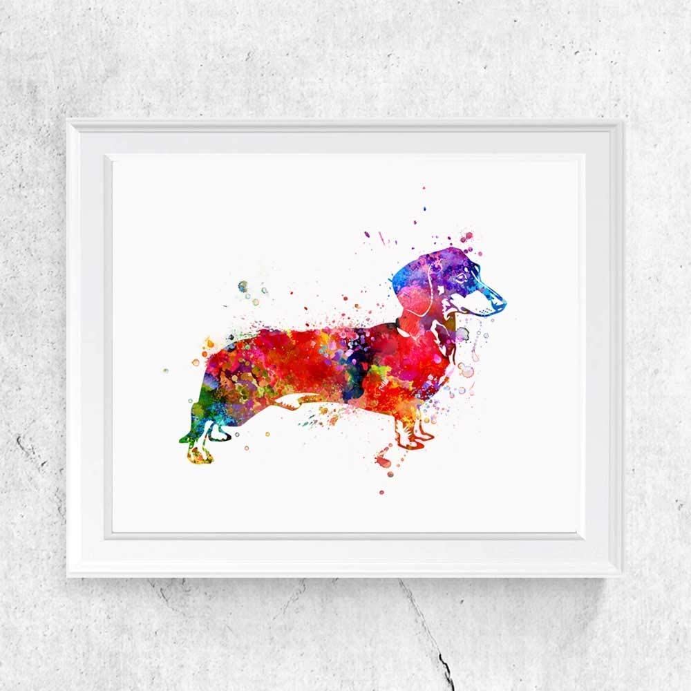 ZLKAPT Dachshund Dog Watercolor Art Painting Kids Wall Art Inspiration Sausage Dog Prints Poster Nursery Pet Decor 8x10 Inches No Frame