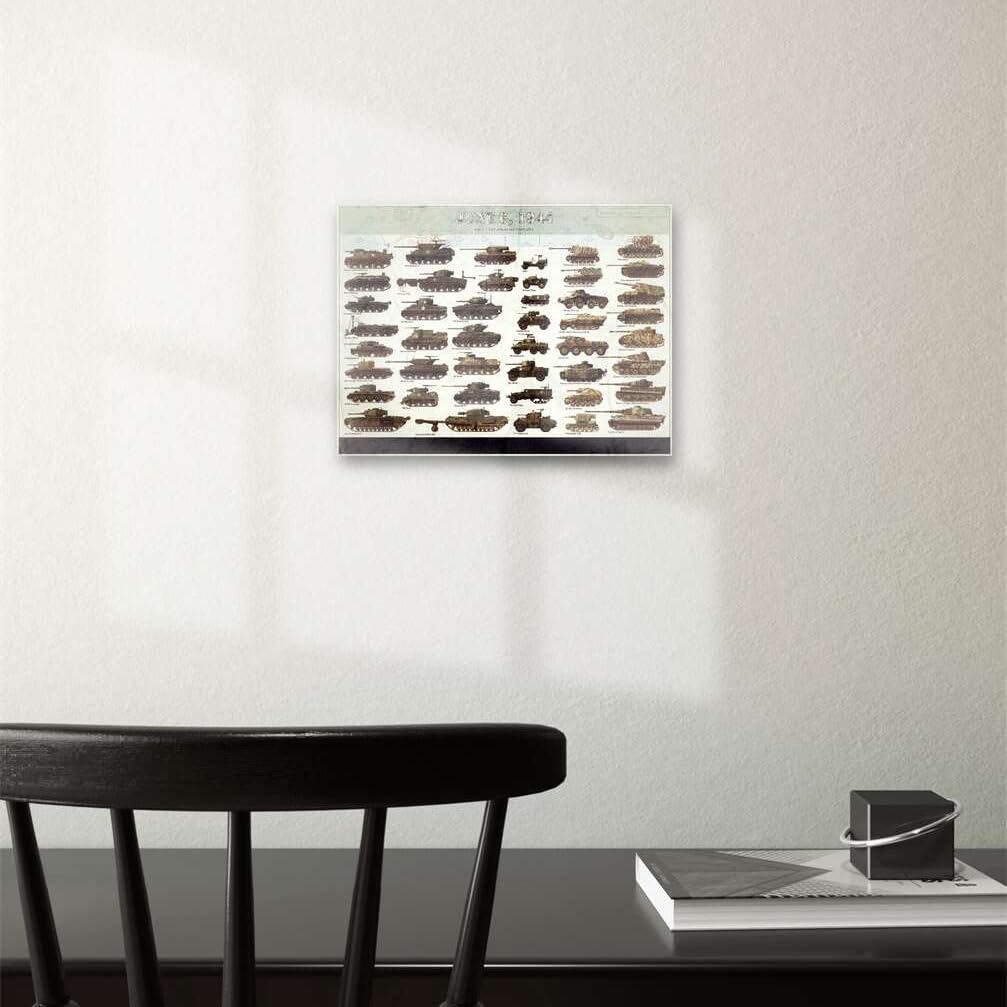 Meishe Art Poster Print Retro Vintage Tanks Collection Identification Reference D-Day The Normandy Campaign Military Home Wall Decor 23.62''x17.72''