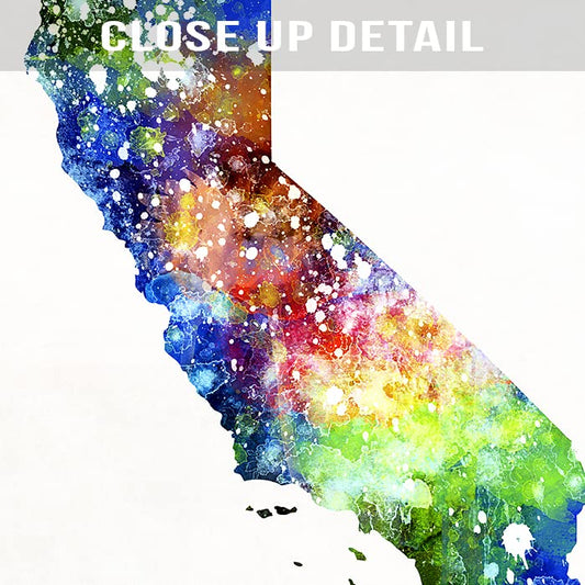 California Watercolor Map Wall Art Poster Home Decor Print Watercolour Artwork - Unframed