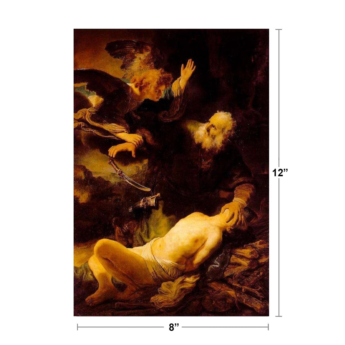 Rembrandt Sacrifice Of Isaac Realism Romantic Artwork Rembrandt Paintings on Prints Biblical Drawings Portrait Painting Wall Art Renaissance Posters Thick Paper Sign Print Picture 8x12