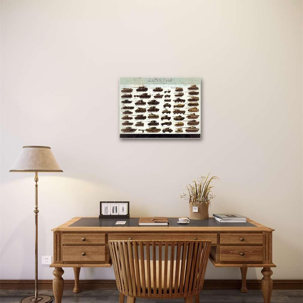 Meishe Art Poster Print Retro Vintage Tanks Collection Identification Reference D-Day The Normandy Campaign Military Home Wall Decor 23.62''x17.72''