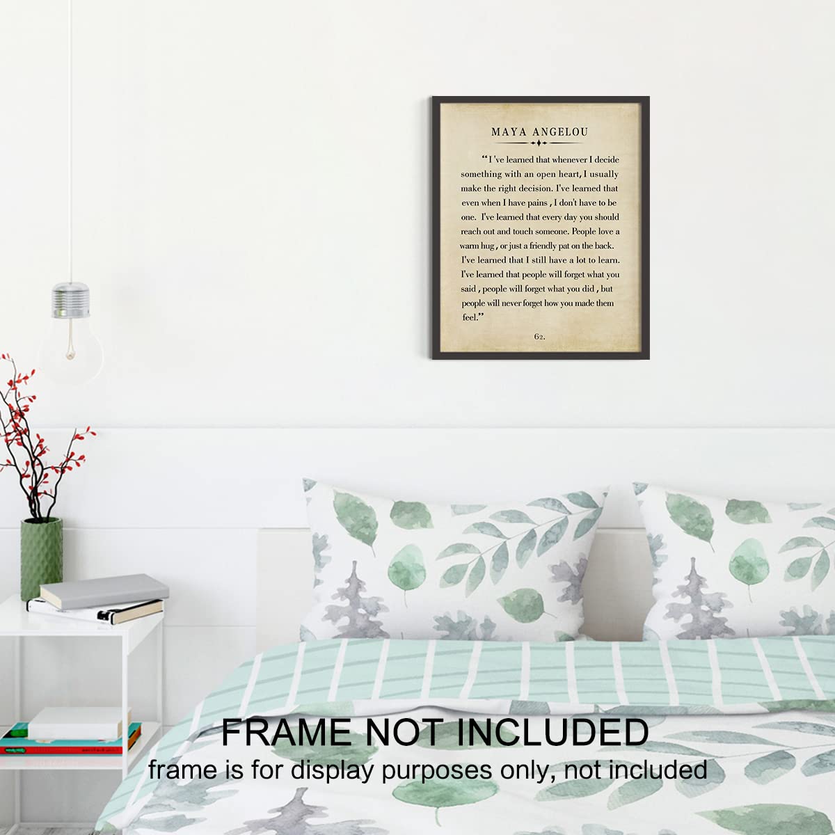 Maya Angelou Quotes Wall Art - Motivational Office Wall Art - 8x10" Book Quotes Wall Decor for Classrooms, Home, Libraries, Vintage Book Posters Quotes Prints