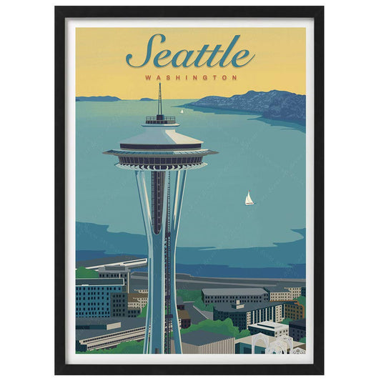 xtvin USA Seattle America Vintage Travel Poster Art Print Painting Home Decoration Gift 12X18inch