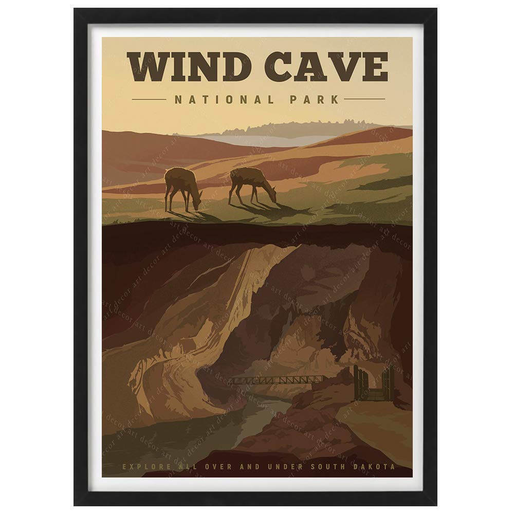 xtvin Wind Cave National Park America Vintage Travel Poster Art Print Painting Home Decoration Gift