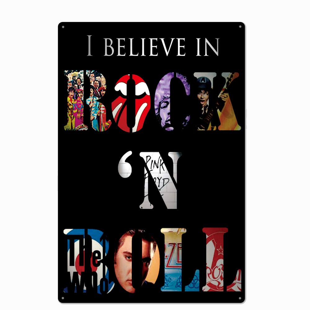 Original Vintage Design Rock And Roll Tin Metal Signs Wall Art | Thick Tinplate Print Poster Wall Decoration (8 "x12")