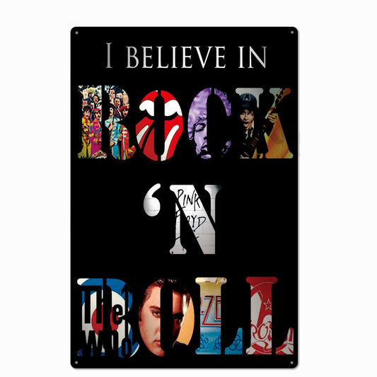 Original Vintage Design Rock And Roll Tin Metal Signs Wall Art | Thick Tinplate Print Poster Wall Decoration (8 "x12")