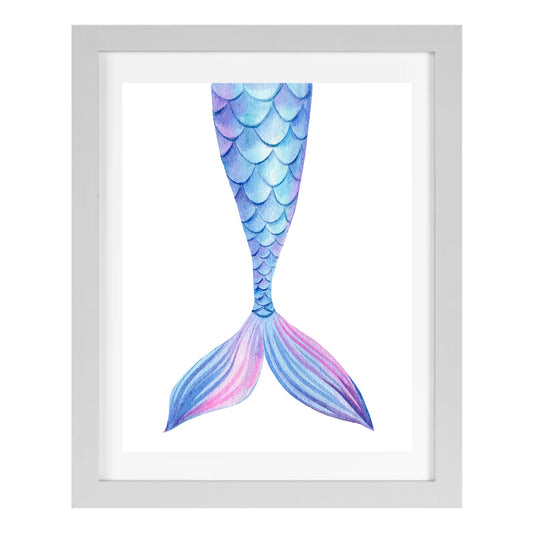Watercolor Mermaid Tail Poster,Mermaid Wall Decor Print,Teen Adult Mermaid Decor,Mermaid Theme Bedroom Decor,Little Girl Mermaid Nursery Wall Art Decorations,11x14 Poster Unframed