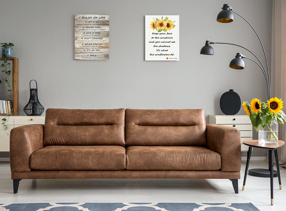 Paimuni Inspirational Wall Art Sunflower Canvas Prints Helen Keller Quotes Poster Motivational Decor Ready to Hang for Kitchen Bathroom Office 12x16 Inch