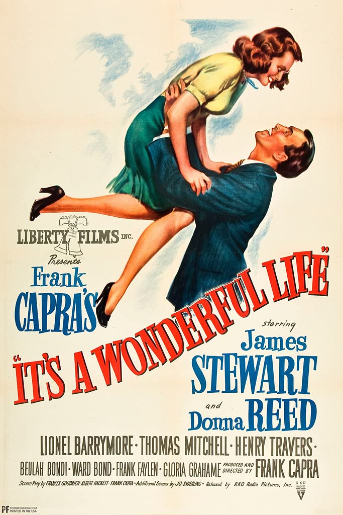 Its A Wonderful Life 1946 Movie Poster Christmas Movie Holiday Retro Vintage Holiday Decorations James Stewart Donna Reed Vintage Movie Poster Frank Capra Cool Wall Decor Art Print Poster 12x18