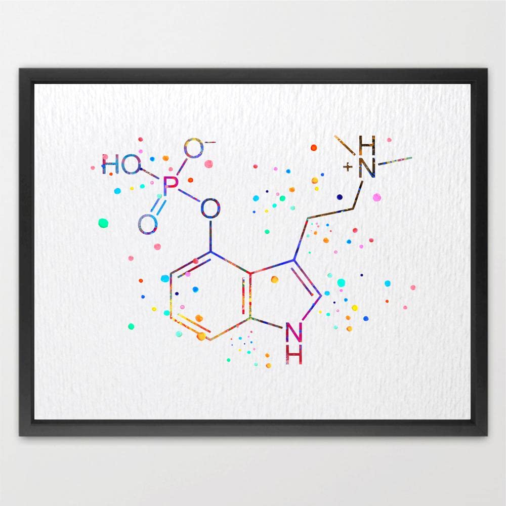 Dignovel Studios 8X10 Unframed Psilocybin Molecule Chemistry Magic Mushroom Nerd Science Biology Medical Art Watercolor Art Print Poster Wall Art Nursery Kids Office Home Decor DN593