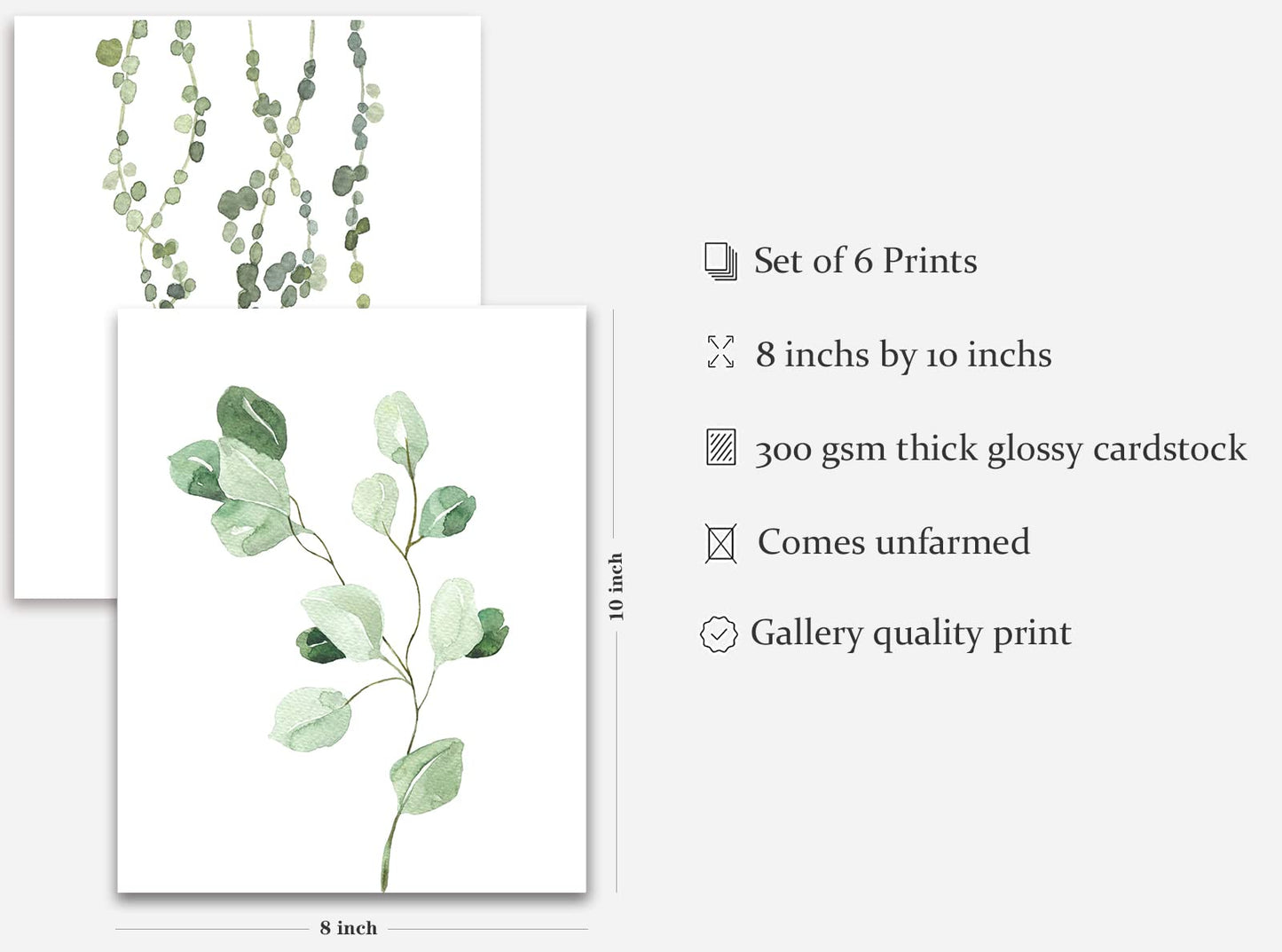 Botanical Wall Art Prints Aesthetic Posters,Cute Room Decor For Teen Girls With Green Leaf,Botanical Plant Pictures for Bedroom Wall Decor Bathroom Dorm Room Decor