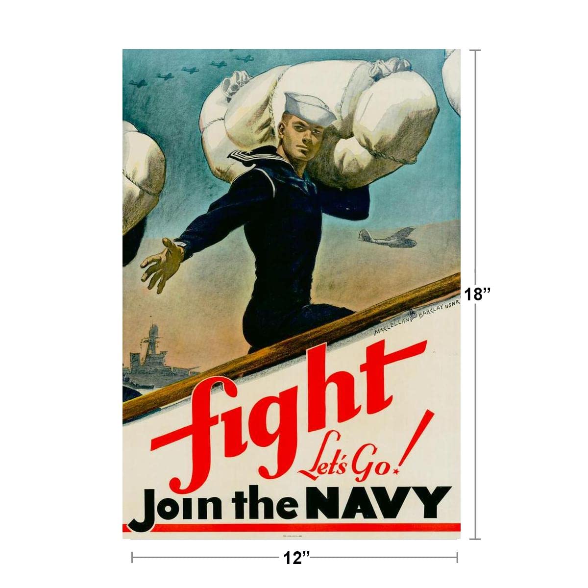 Fight Lets Go Join The Navy WPA Propaganda Cool Wall Decor Art Print Poster 12x18